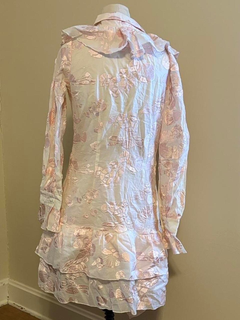 Ruffled Pink Floral Tiered Dress Jacket - Picture 2 of 2